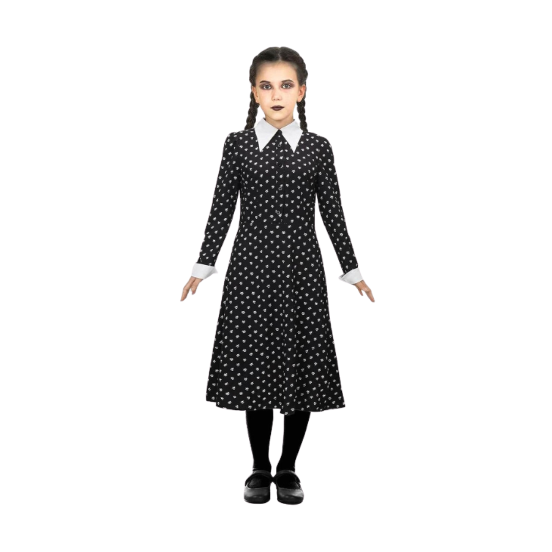 Wednesday Addams Floral Dot Dress – Partymix