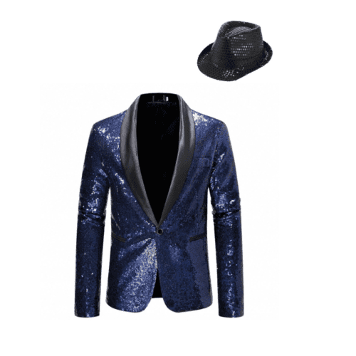 Green Blue Suit Men with Black Sequin Hat [Rental for 4 Days]