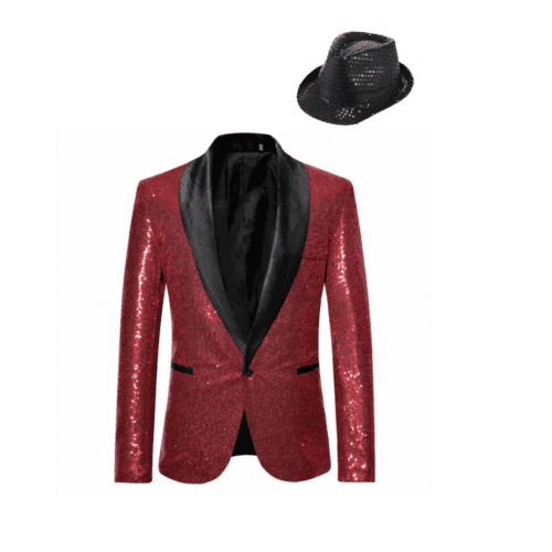 Maroon Suit Men with Sequin Black Hat [Rental for 4 Days]